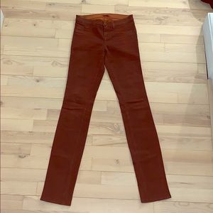 J Brand Wax Coated Copper Colored Jeans